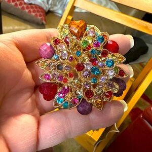 Gorgeous Vintage Rhinestone multicolor hinged bracelet